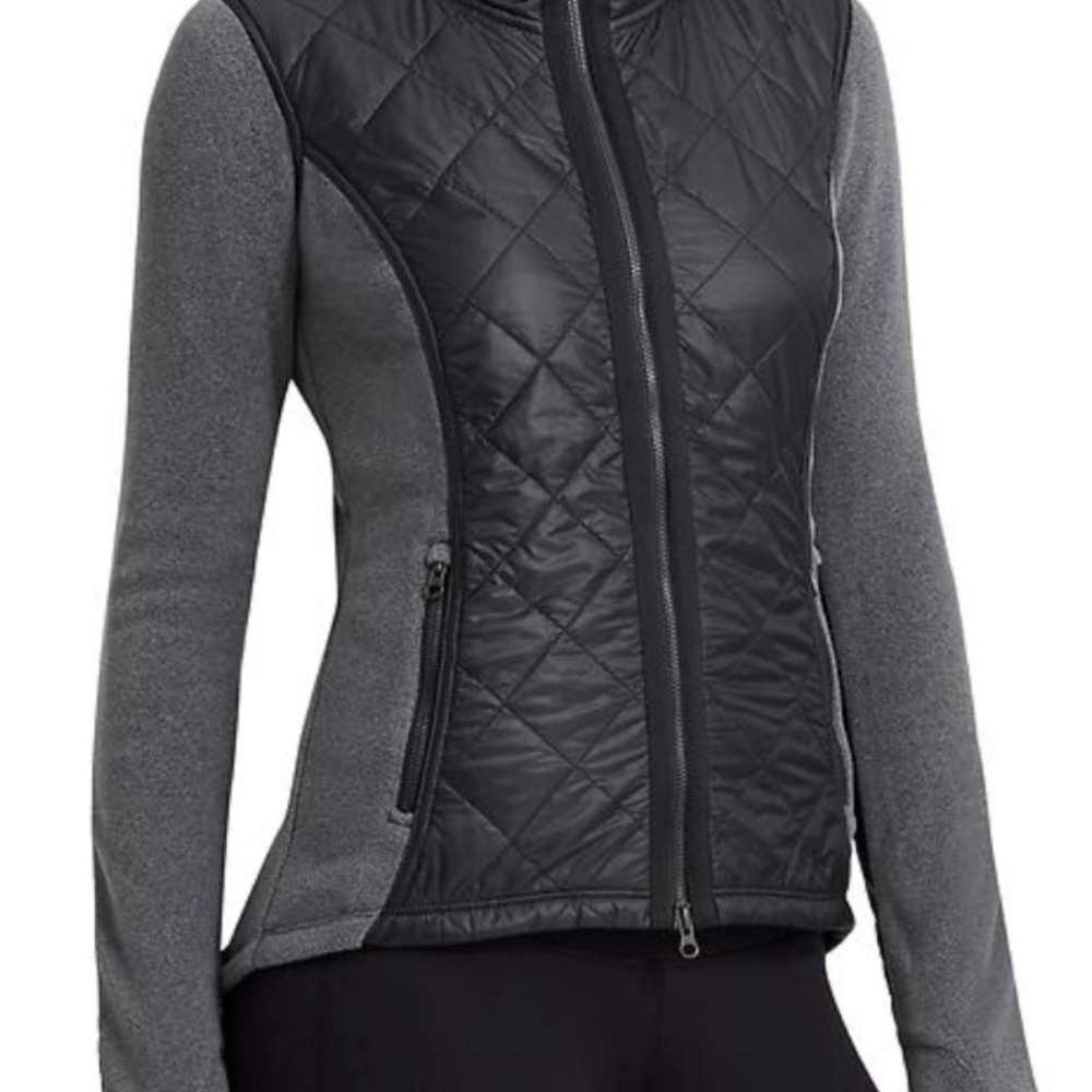 Black/Grey Athleta Vortex Full Zipper Fleece Jacket with Hoodie in size Medium